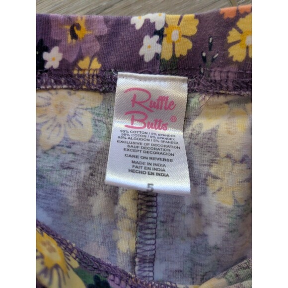 Ruffle Butts Rufflebutts Floral Bow Leggings Bottoms Pink Purple Girls Size 5 - Picture 6 of 7